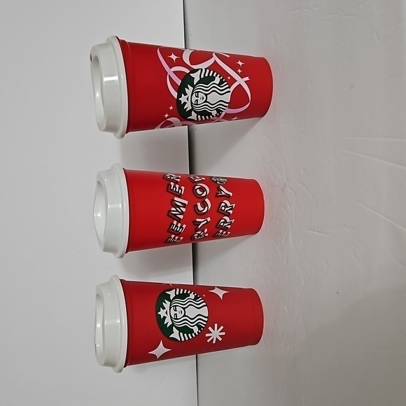 Starbucks Other - Starbucks  Plastic Reuseable Cups Lot of 3 Christmas Holiday  16oz Pre-owned